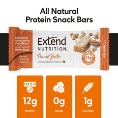 Person holding Extend Bar Peanut Butter Sugar-Free Protein Bar for quick snack