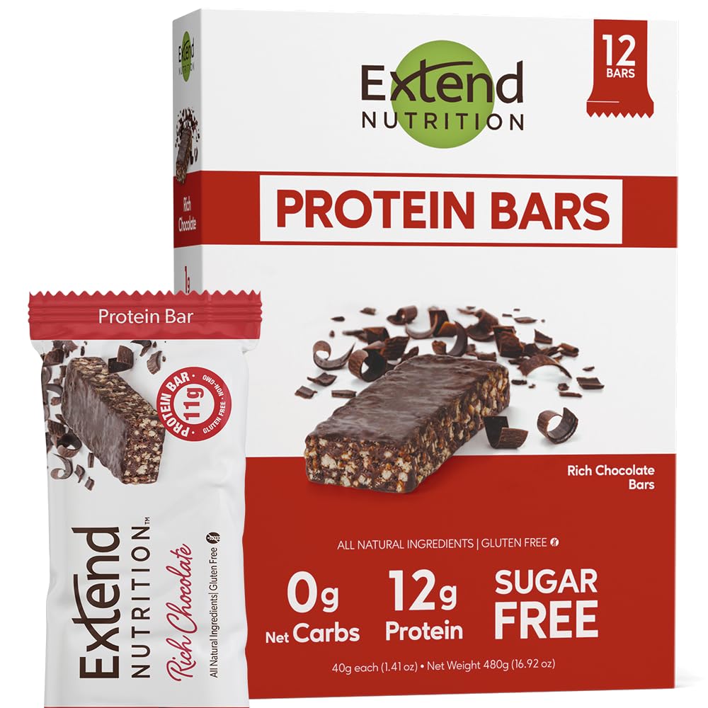 Extend Bar rich chocolate bar pack — sugar-free, high-protein snack for steady energy.