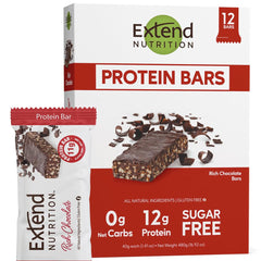 Extend Bar rich chocolate bar pack — sugar-free, high-protein snack for steady energy.