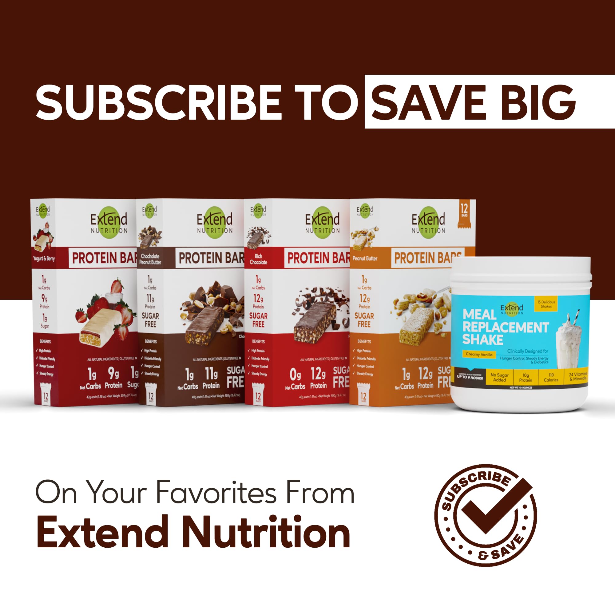 Extend Bar close-up shows satisfying texture and clean, keto-friendly snack.