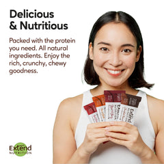 Extend Bar ingredients list highlights natural, erythritol-free composition for clean snacking.