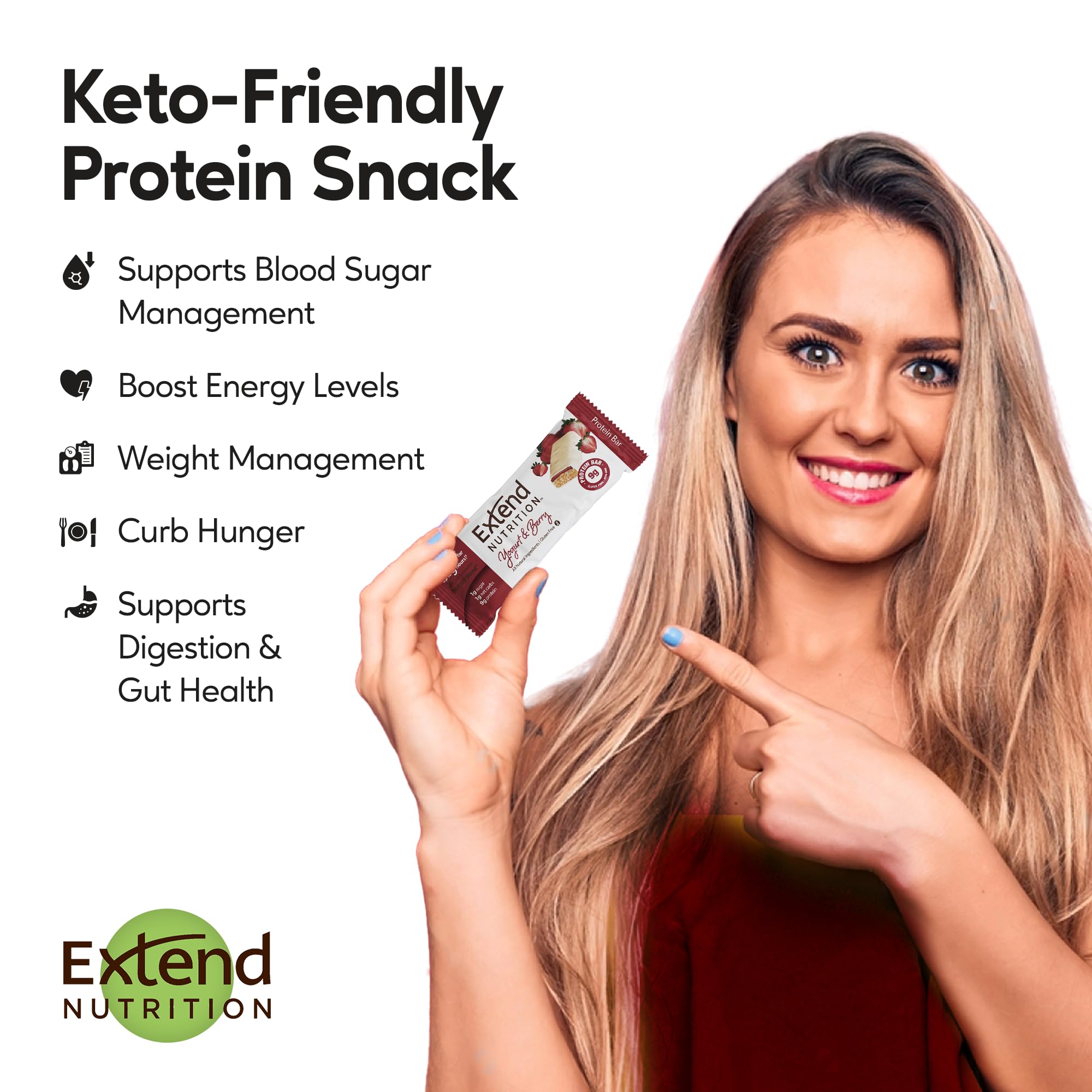 Extend Bar on-the-go demonstrates grab-and-go breakfast or between-meal boost.