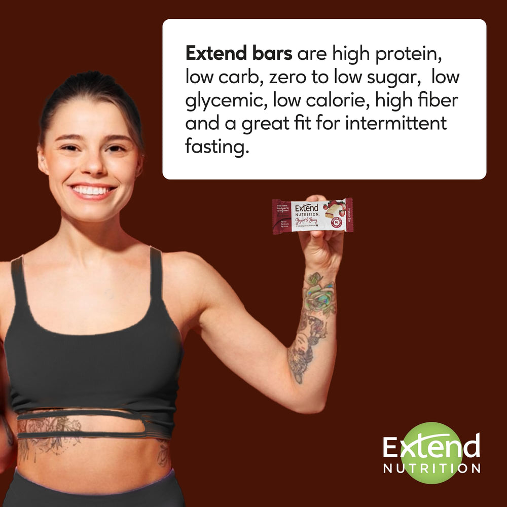 Extend Bar pre-workout image suggests quick protein source for workouts.