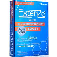 ExtenZe Testosterone Boost bottle front view for energy and vitality support.