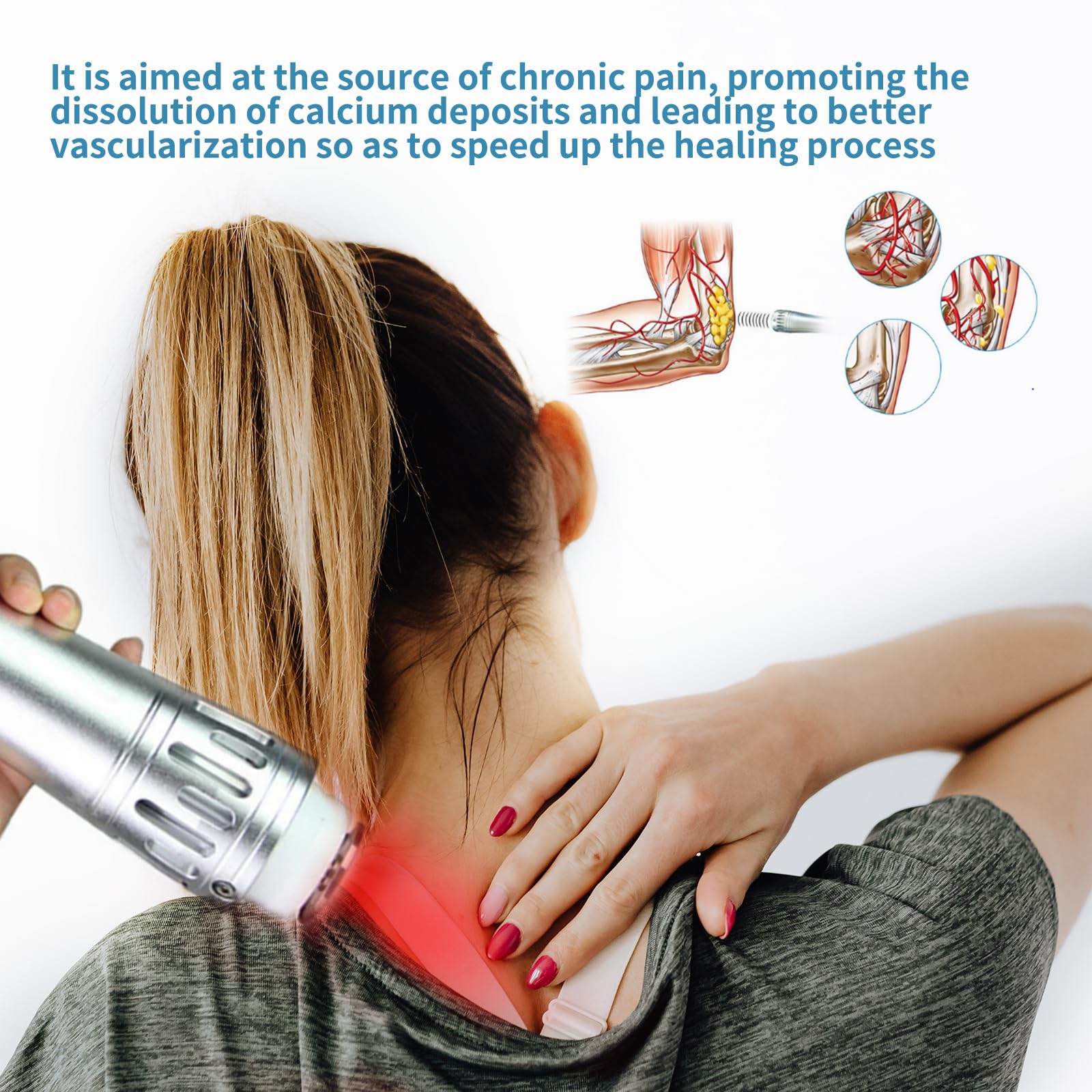 Extracorporeal Shockwave Therapy Machine applied to knees for targeted care.