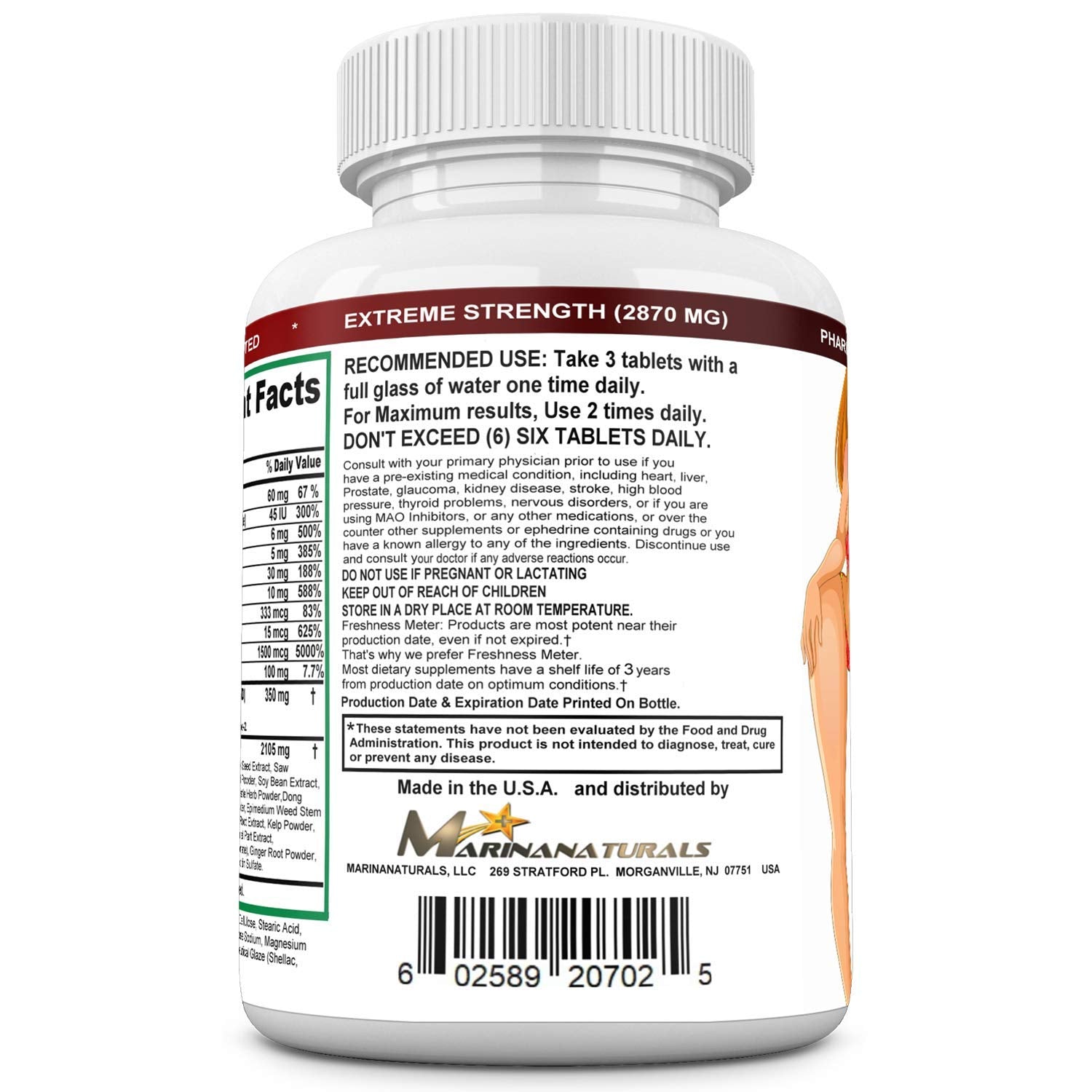 Extremely Naturals CURVIMORE Extreme bottle label highlighting natural herbal ingredients and purity for safe bust and booty support.