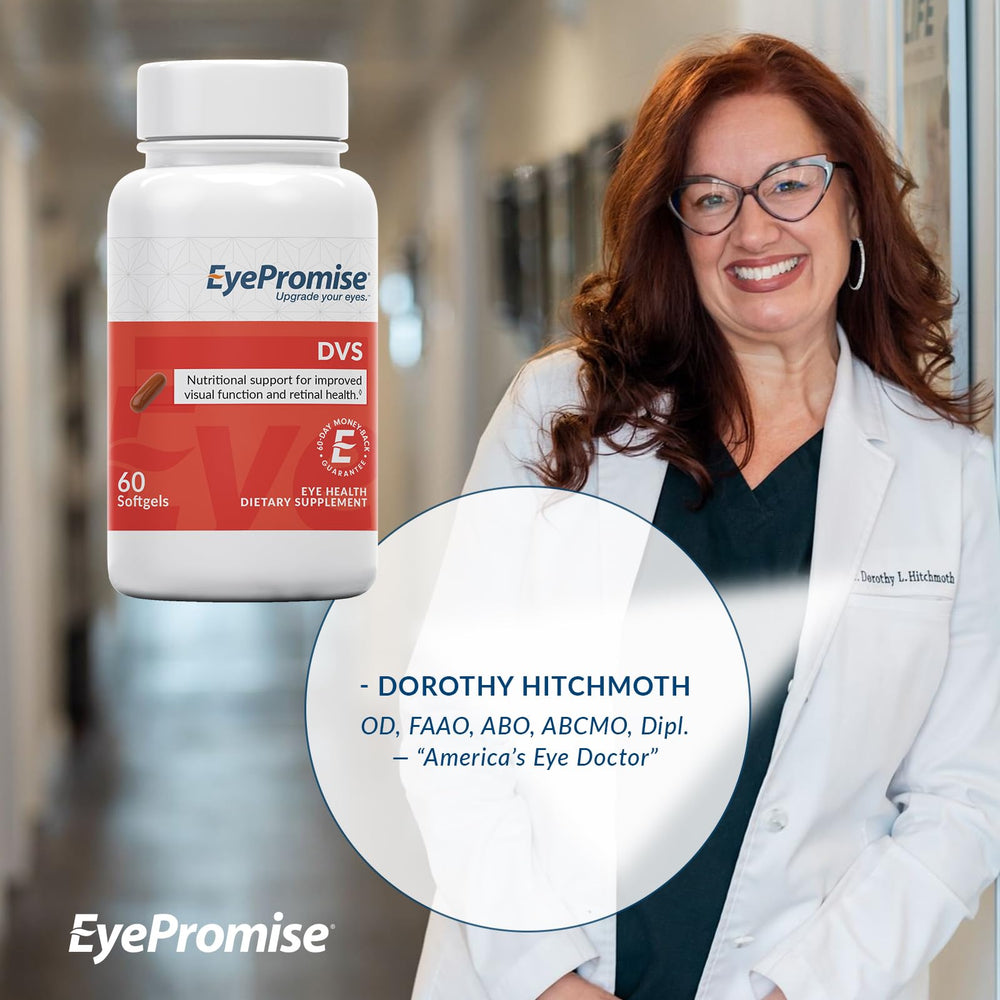 Close-up of EyePromise DVS softgels ready to swallow