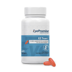 EyePromise EZ Tears NSF-certified stamp on packaging indicating GMP-compliant manufacturing.