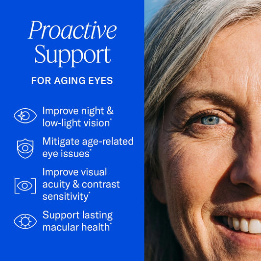 EyePromise Restore bottle label showing 60 softgels and the 2 to 1 lutein-zeaxanthin mix