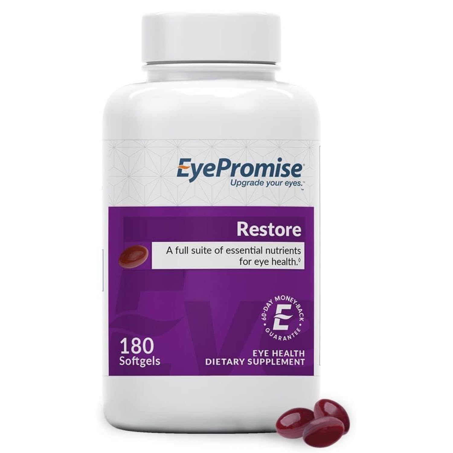 EyePromise Restore bottle front showing daily eye health support