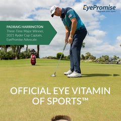 Close-up of EyePromise Vizual Edge Pro pill highlighting its size for daily dosing.