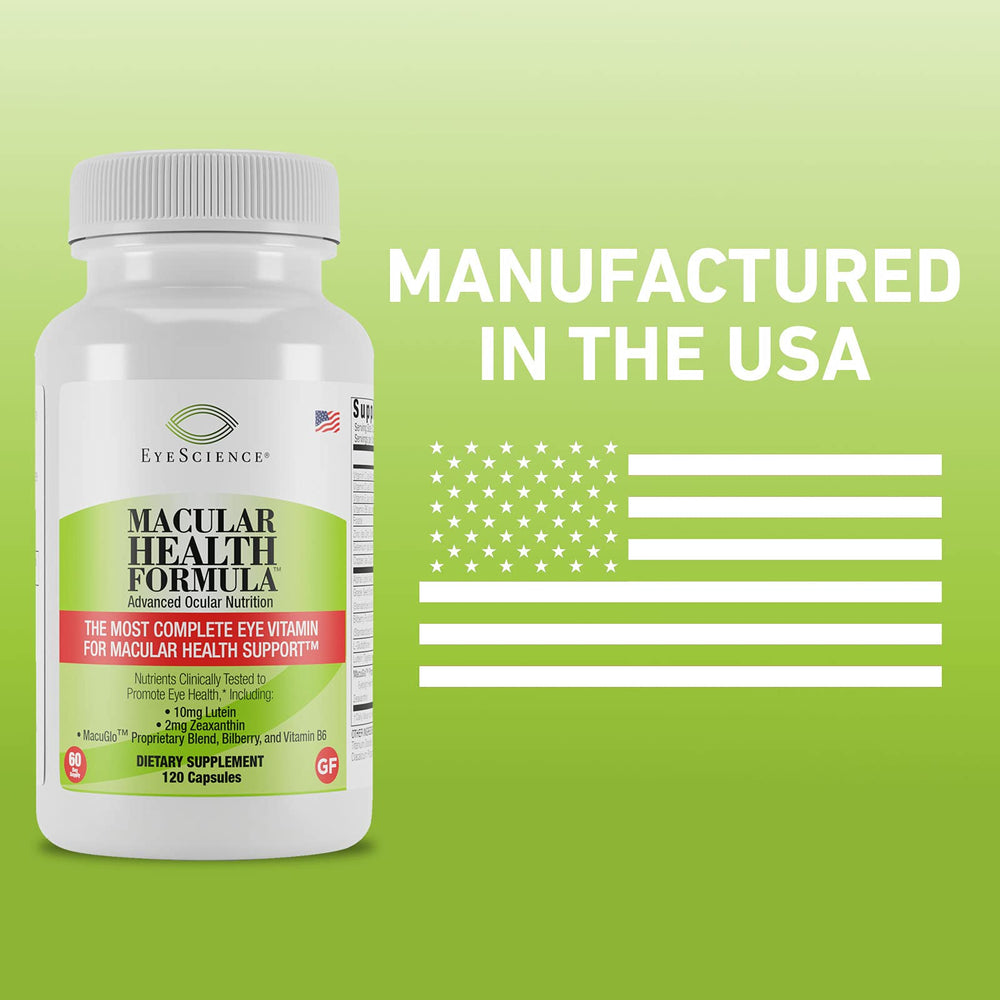 EyeScience Macular Health capsules in hand, ready for daily use