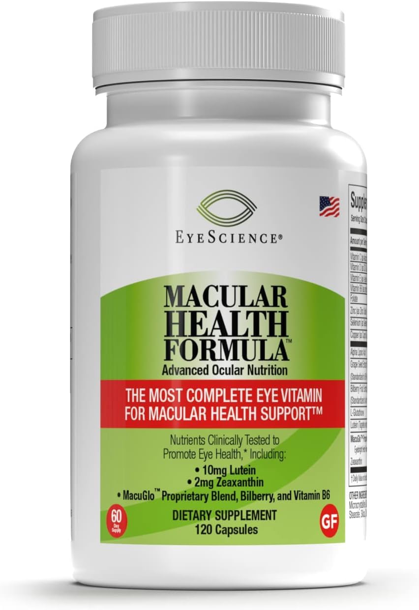EyeScience capsules close-up highlighting lutein and zeaxanthin content.