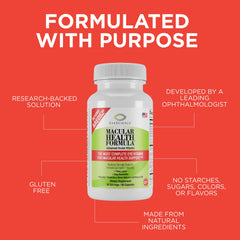 EyeScience macular health formula label highlighting gluten-free ingredients
