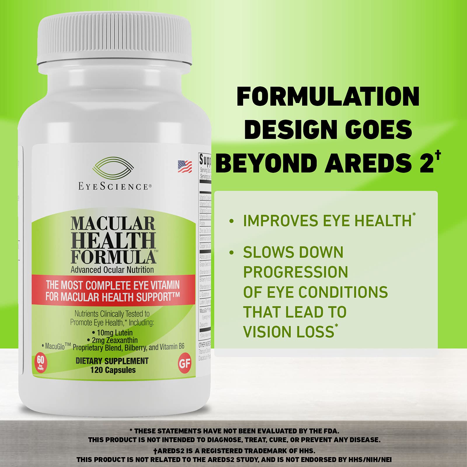 EyeScience Macular Health pill on a surface during daily routine