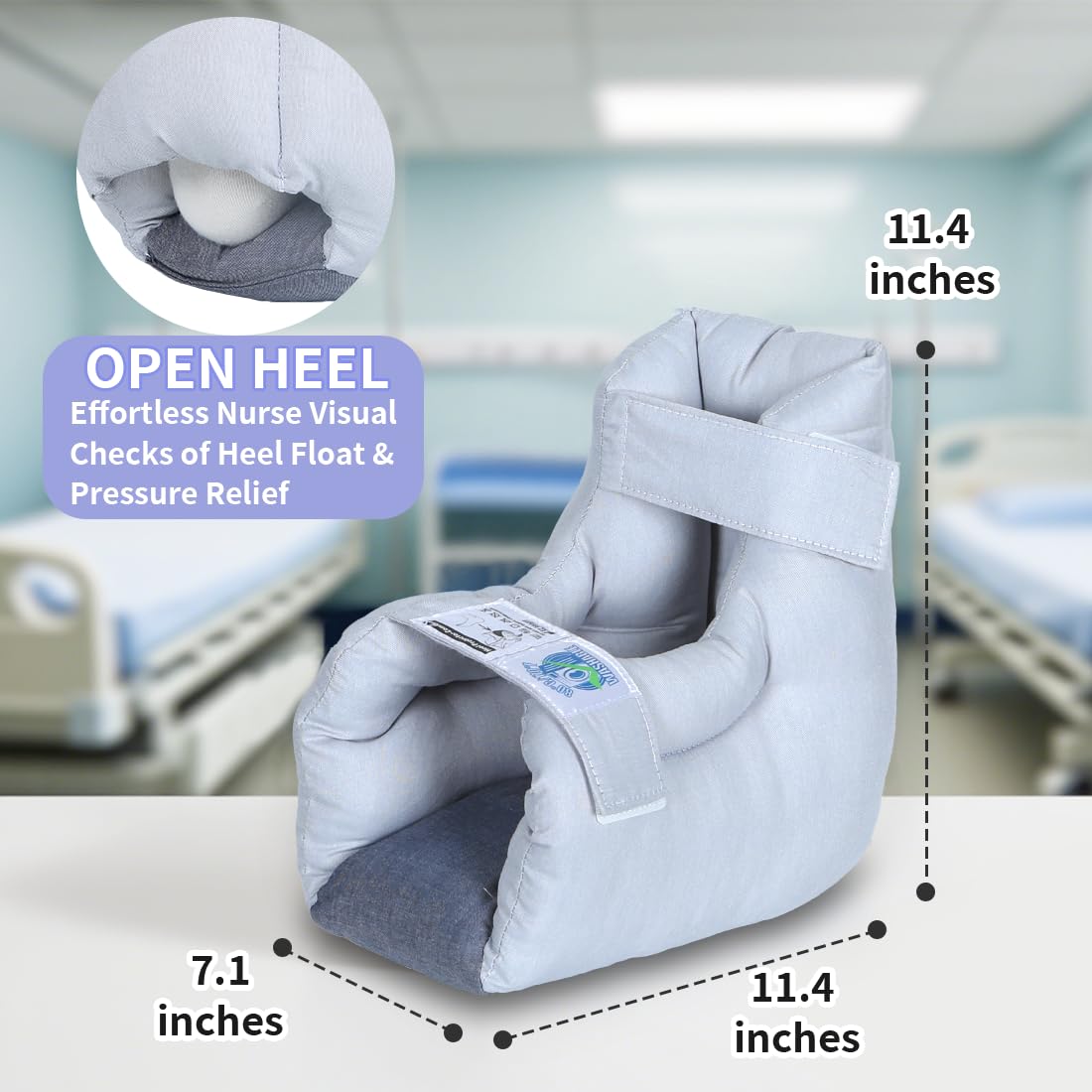 EZ Assistive heel protector adjustable straps secure fit for caregiver-assisted use.