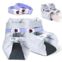 EZ Assistive heel protector gray outer view shows cushioned fit for pressure distribution.