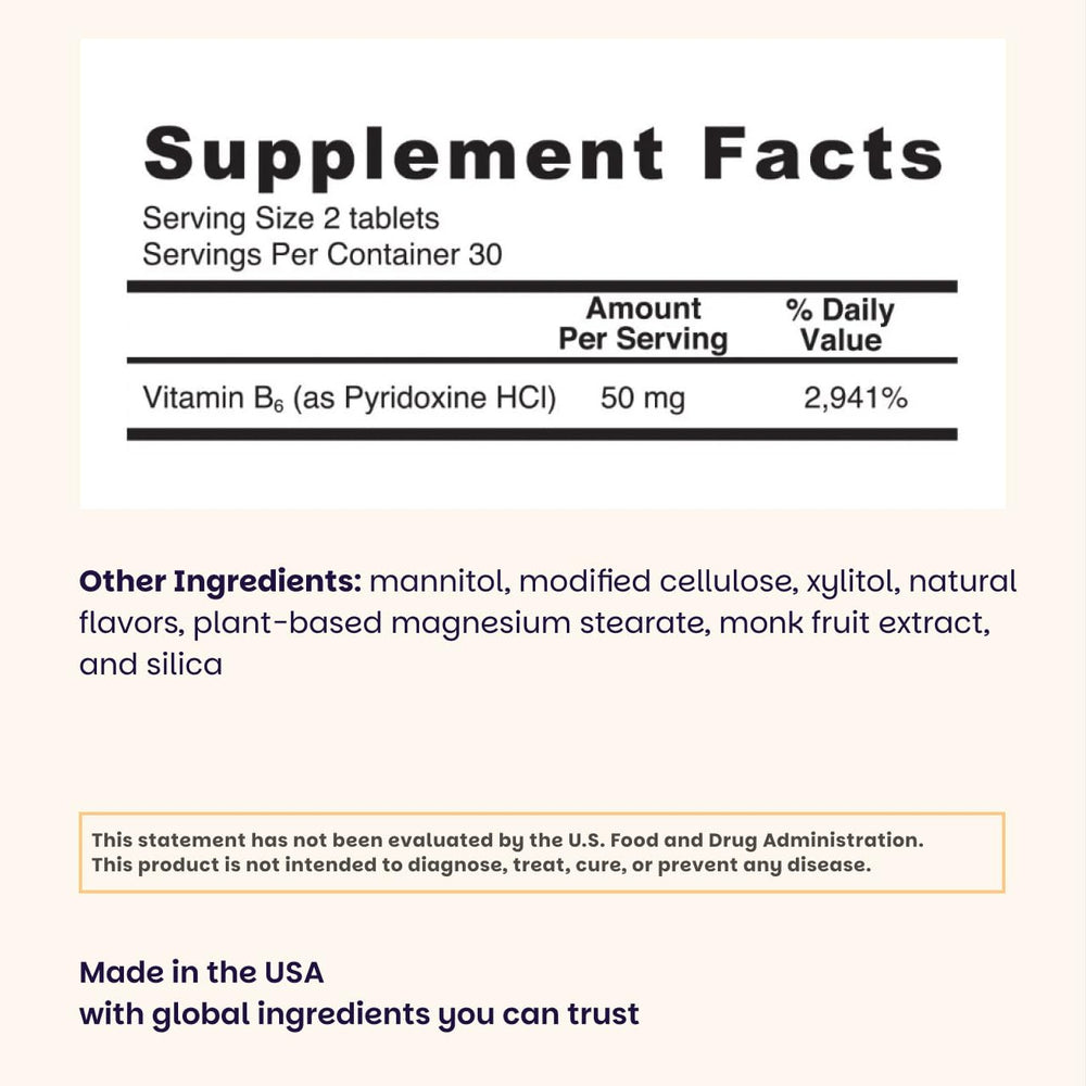 EZ Melts Vitamin B6 supports neurotransmitter production for clearer everyday focus