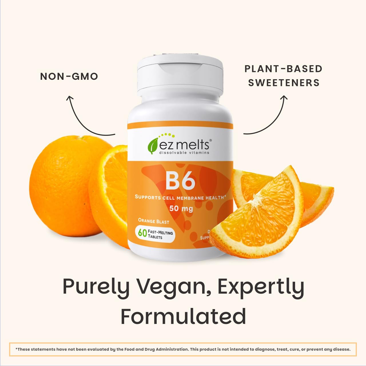 EZ Melts Vitamin B6 is gluten-free and suitable for daily routines