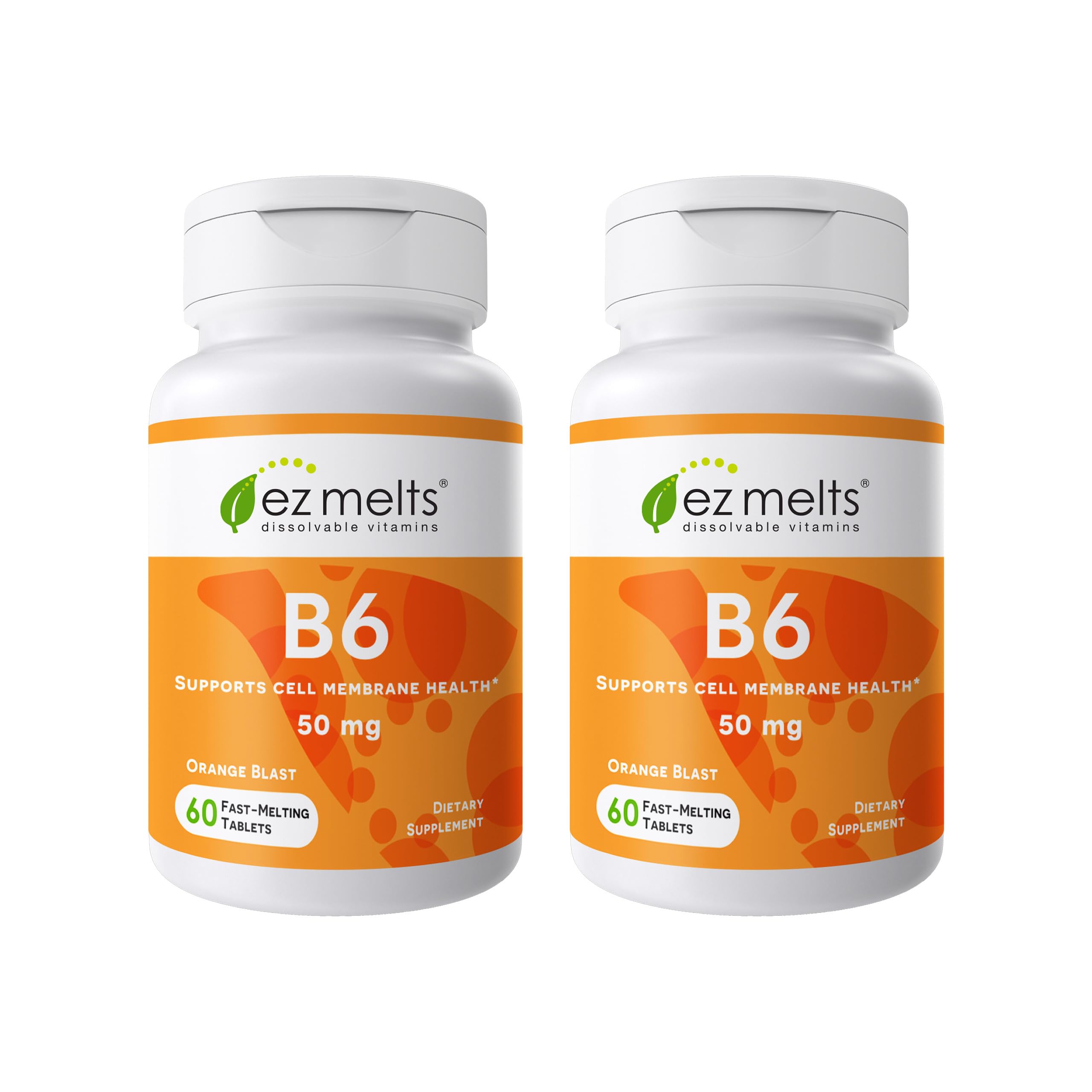 EZ Melts Vitamin B6 orange blast tablets dissolve quickly for daily energy support