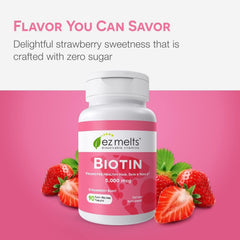 No water needed, EZ Melts Biotin suits travel and busy schedules.