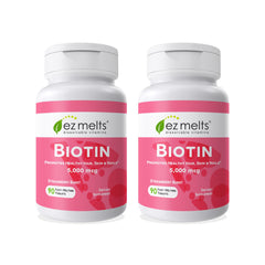 EZ Melts Biotin tablet dissolving quickly in the mouth for easy daily use.