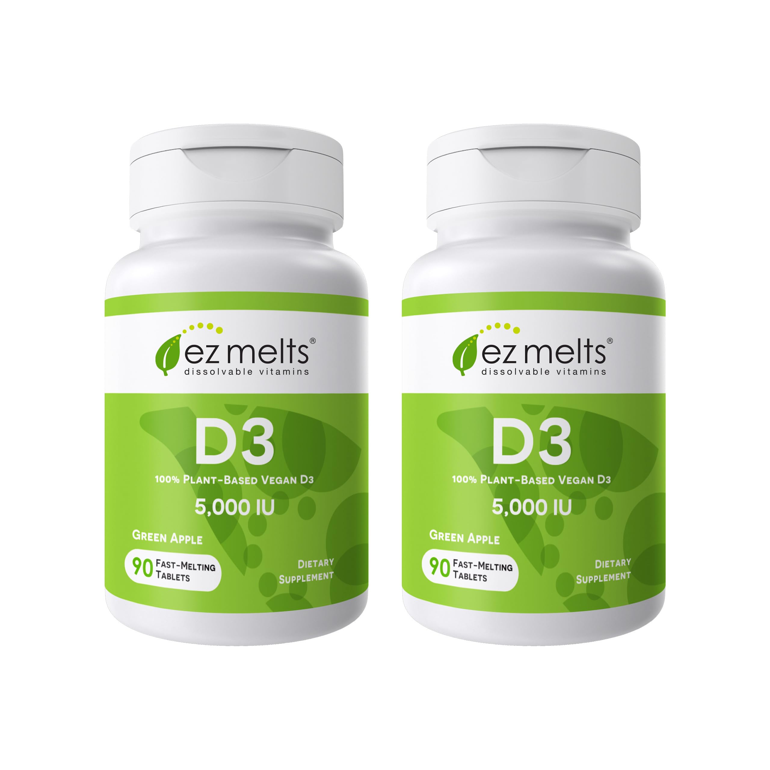 EZ Melts packaging with 180 dissolvable D3 tablets for daily wellness.