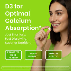 EZ Melts green apple flavor tablet dissolves in mouth for easy intake.