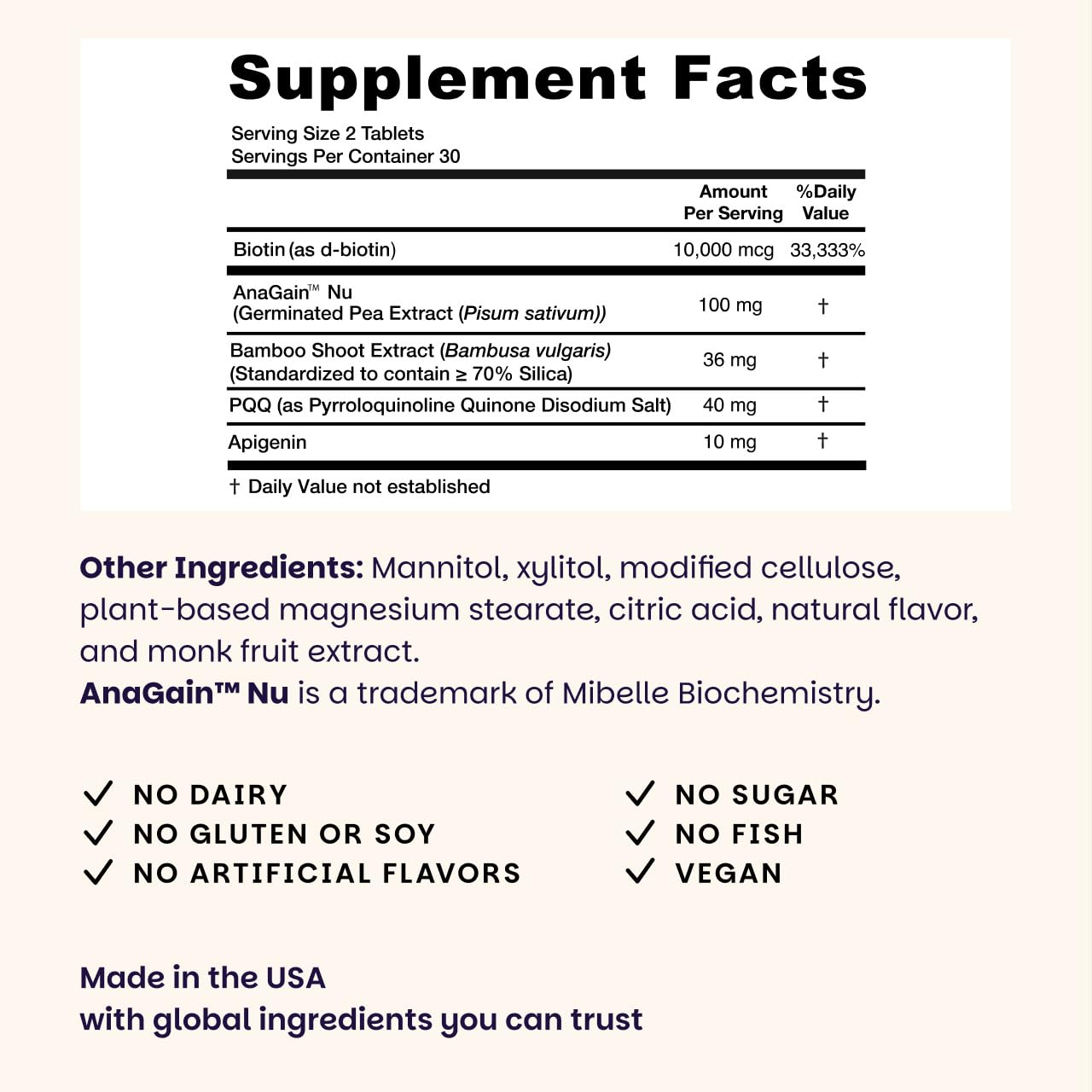 EZ Melts Hair Health Complete AnaGain Nu ingredient focus for scalp support.