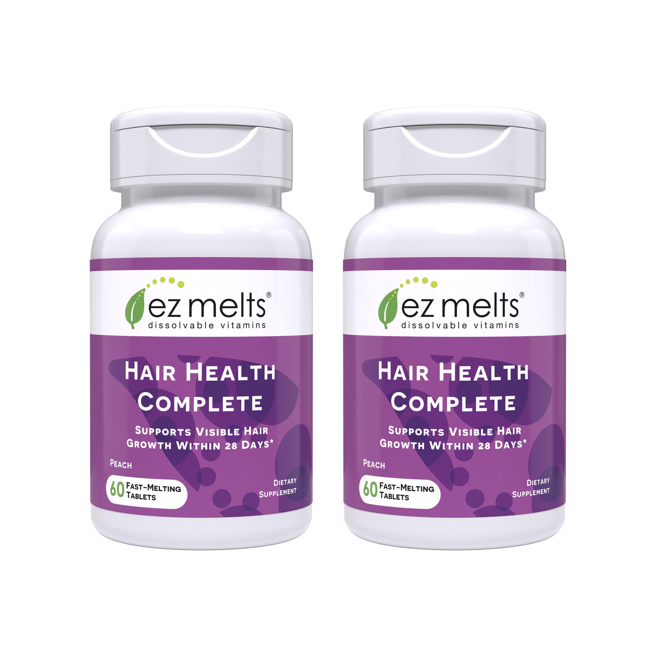 EZ Melts Hair Health Complete bottle front view for easy daily use.