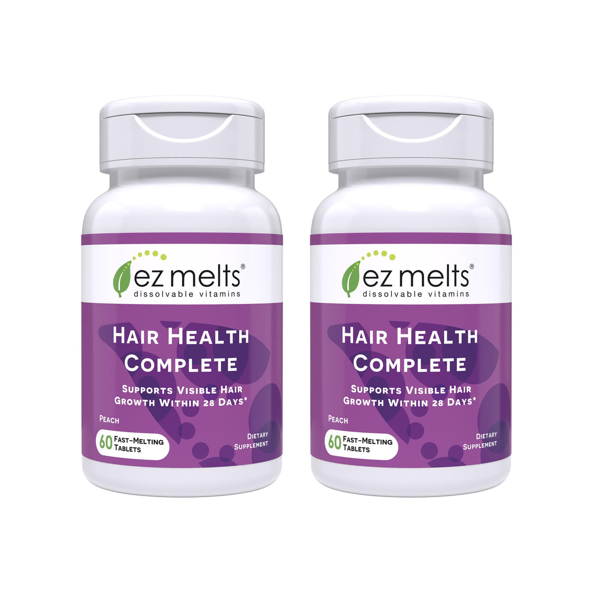 EZ Melts Hair Health Complete bottle front view for easy daily use.