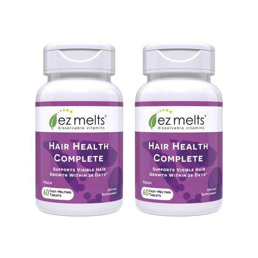 EZ Melts Hair Health Complete bottle front view for easy daily use.