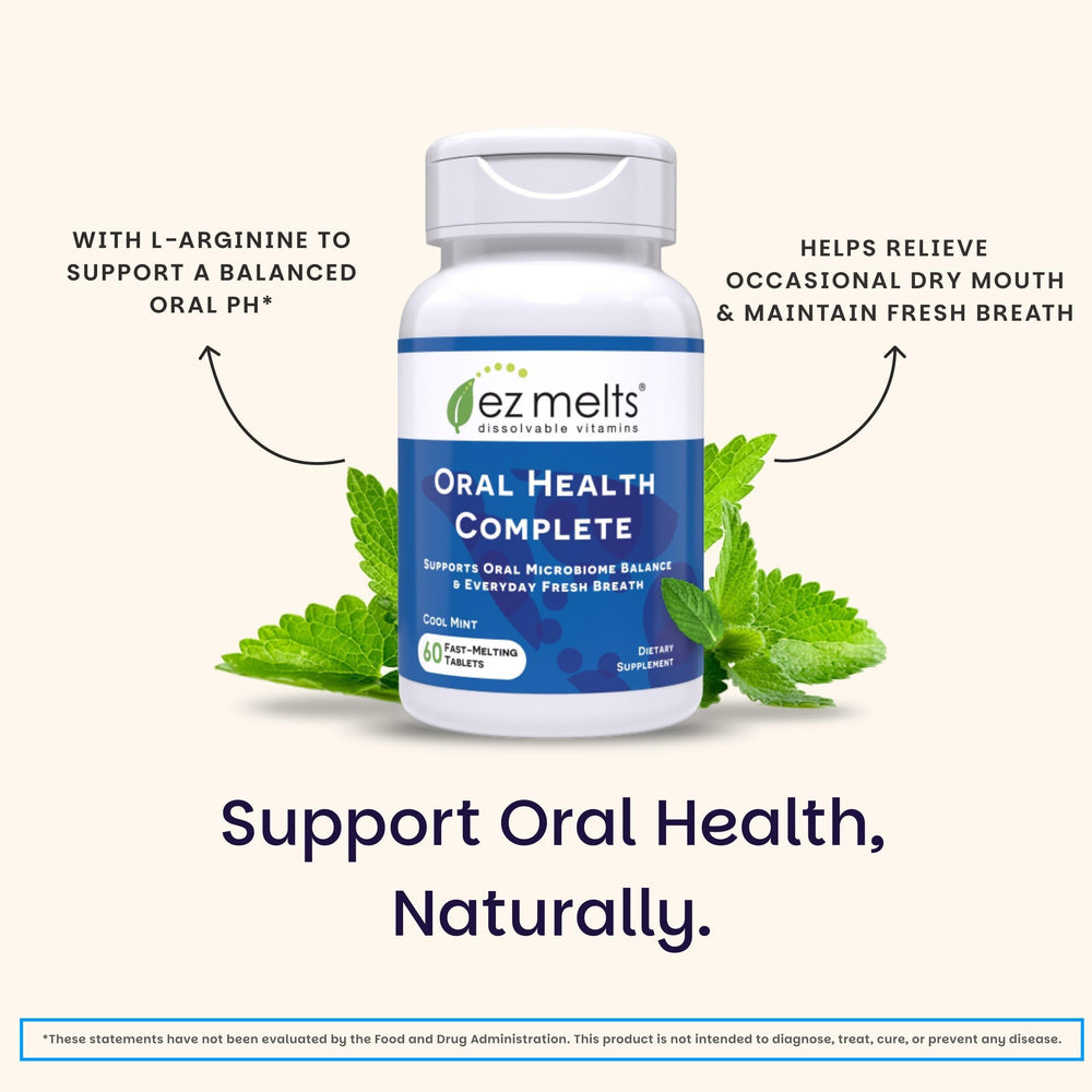 EZ Melts Oral Health Complete dry mouth support promotes saliva production