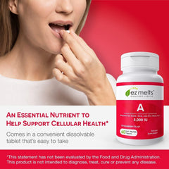 EZ Melts Vitamin A artificial flavors-free tablet for pure daily nourishment.