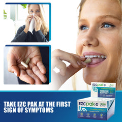 EZC Pak gluten-free label signaling allergy-friendly immune support.
