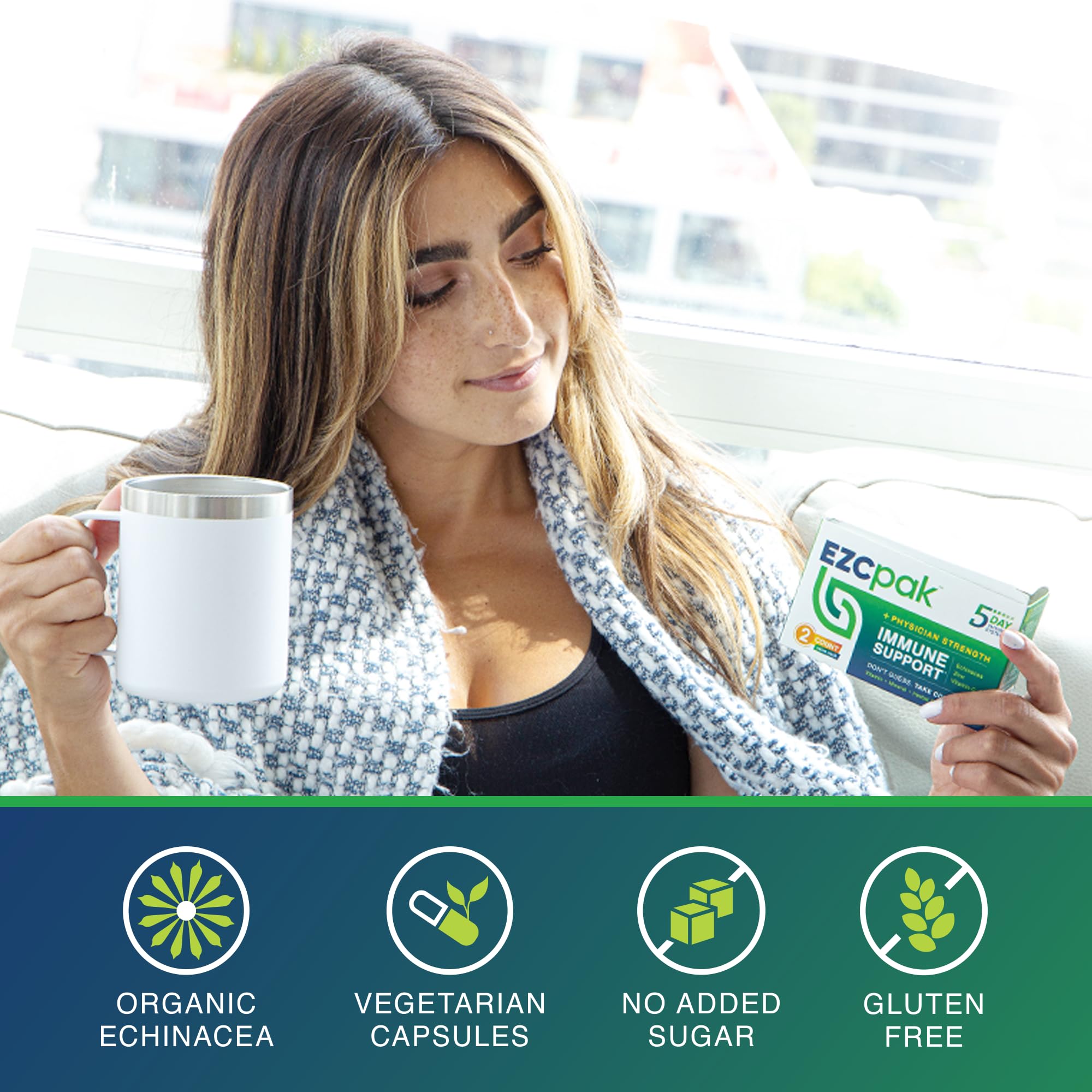 EZC Pak no added sugar nutrition panel visible supporting dietary preferences.
