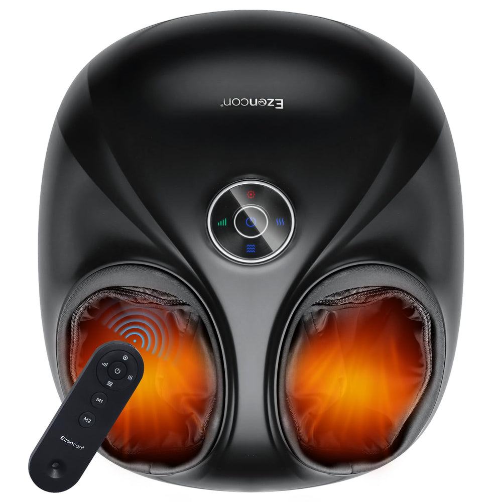Ezencon heated foot massager demonstrating shiatsu kneading action for targeted relief.