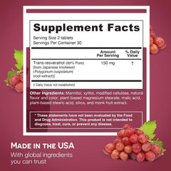 EZ Melts resveratrol tablet shown with red grape flavor for daily use