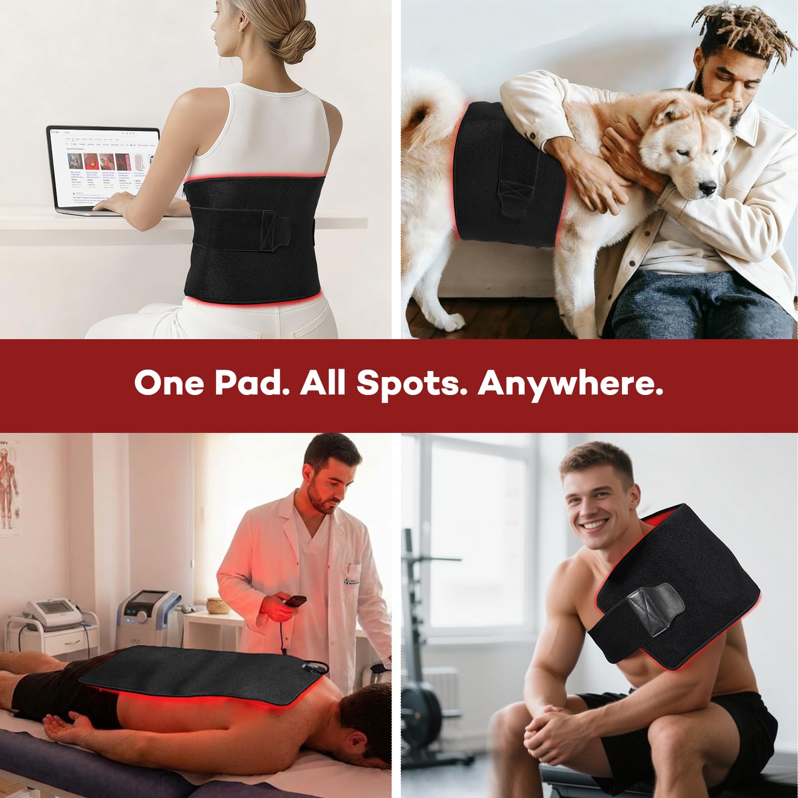Ezona red light therapy pad displays three modes for customizable therapy.