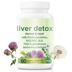EZTZMCN Liver Detox bottle front view highlights gluten-free formulation.