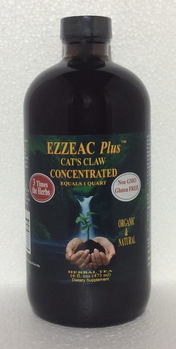 Ezzeac Plus Cats Claw bottle pour—antioxidant-rich daily wellness.