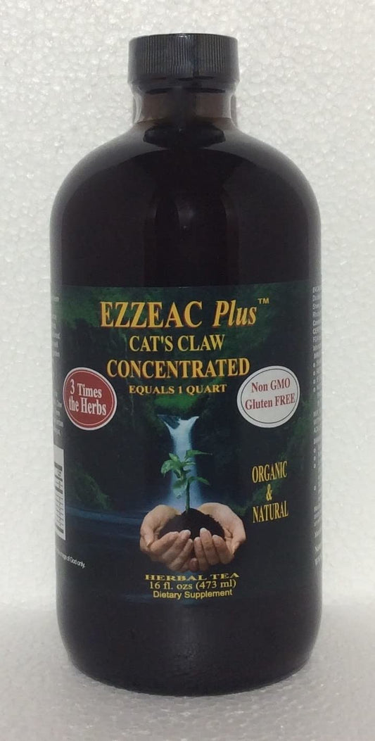 Ezzeac Plus Cats Claw bottle pour—antioxidant-rich daily wellness.