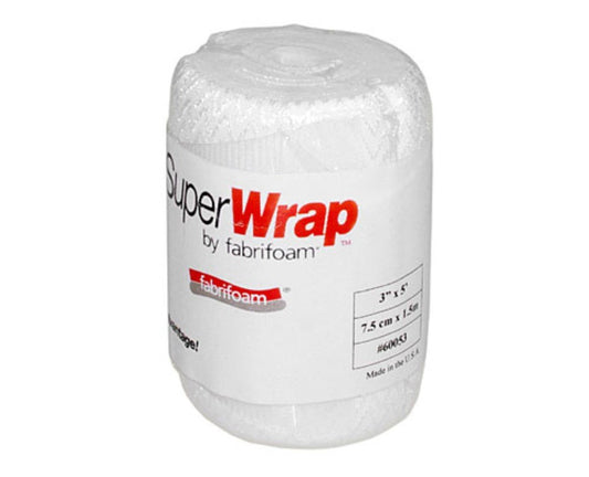 Fabrifoam SuperWrap bandage on skin provides flexible support and adjustable compression.