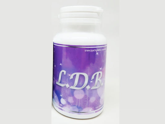 Fabskinhouse LDB bottle front highlights herbal formula for skin and hair support