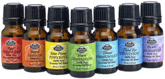 Fabulous Frannie Chakra Set seven bottles close-up demonstrates mood balance and ambient aroma.