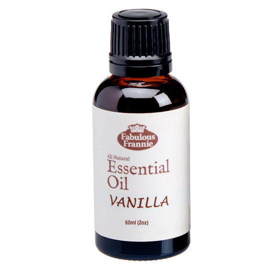 Fabulous Frannie Vanilla Essential Oil bottle, amber glass protects aroma for longer use.