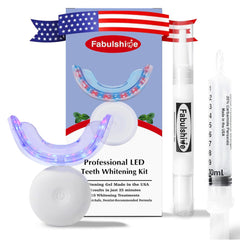 Fabulshine teeth whitening gel tube for at-home whitening.