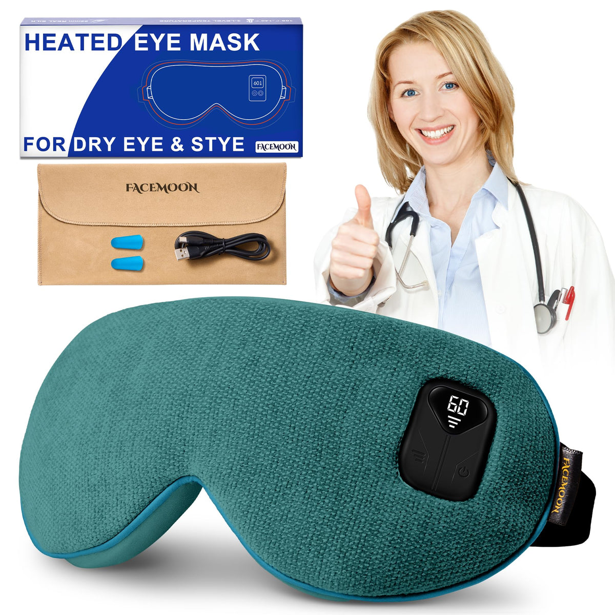 FACEMOON heated eye mask in packaging, ready for gifting.
