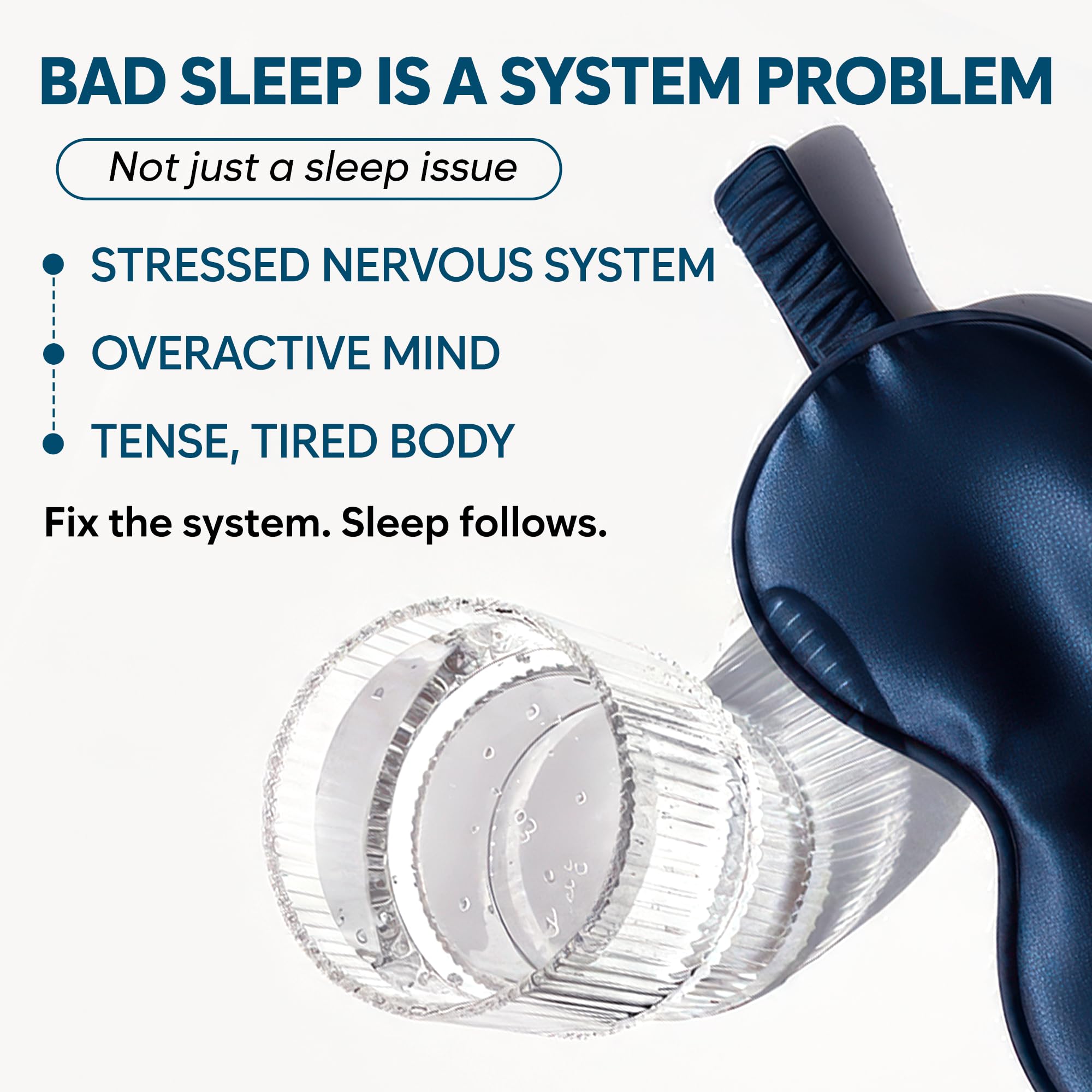 Facime chamomile, GABA and L-theanine blend helps quiet the mind before sleep.