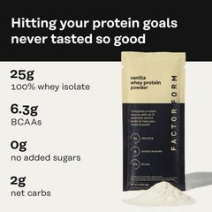 Factor Form Whey Protein Chocolate Packet fueling workouts with rich flavor